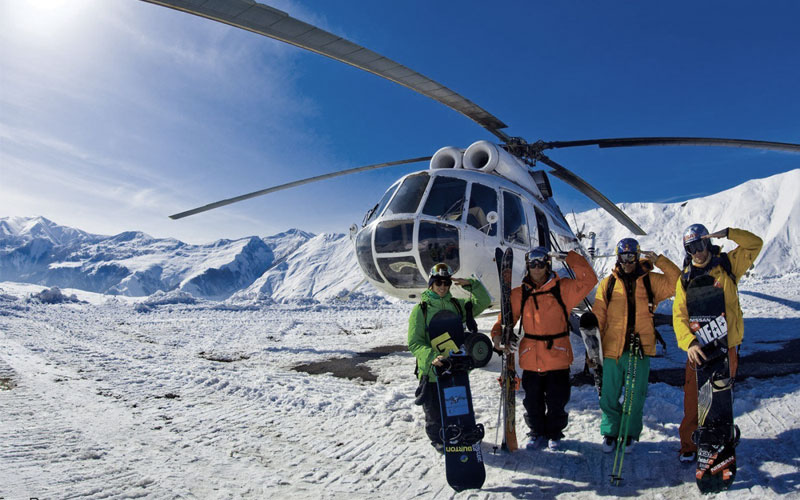 One of the most popular activities in New Gudauri is climbing by helicopter to the top of near and far mountains